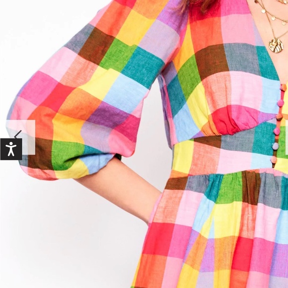 Boden Lola Blouson Rainbow Multi-Gingham Plaid Maxi Dress Women’s US size 4. - Picture 11 of 13